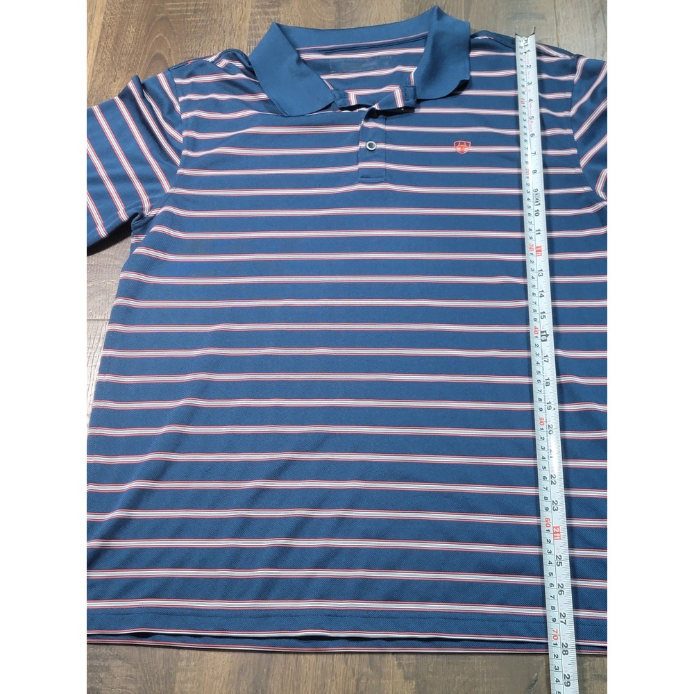 Ariat Tek Mens Blue Striped Short Sleeve Polo Shirt 10012216 Size L